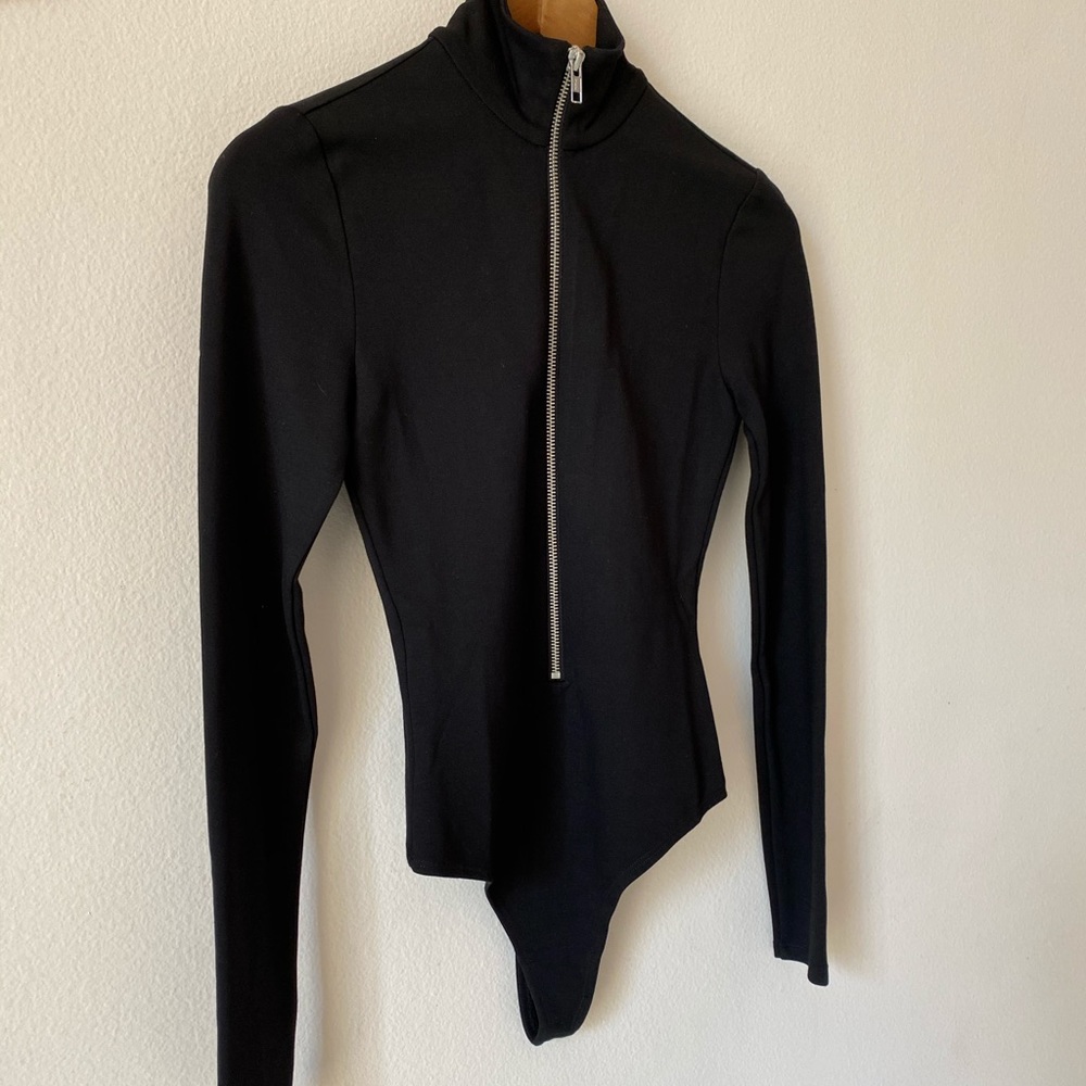 LPA Revolve Black Zipper Long Sleeve Bodysuit XS